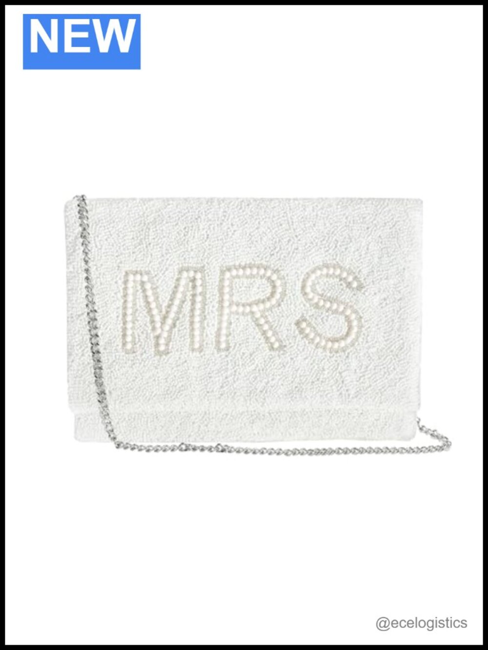 Beaded White Clutch Purse for Bride Wedding Bachelorette